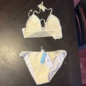 BRAND NEW! Tags still on! white crochet two piece bathing suit